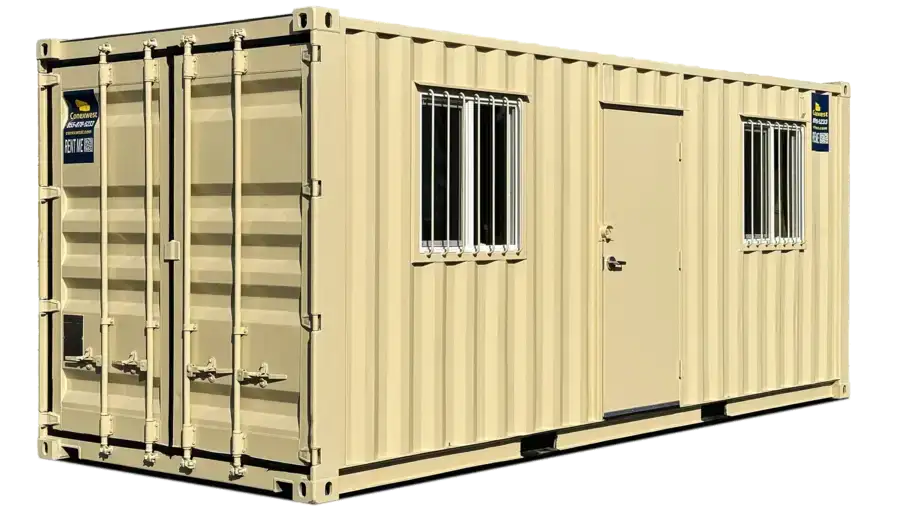 Renovated 20ft ground-level office container — view 1