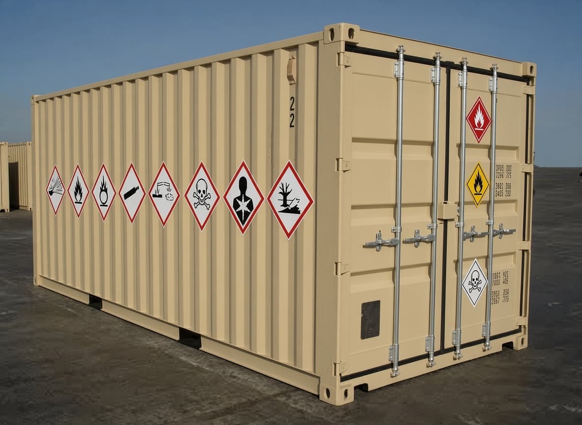 Hazardous goods container — view 1